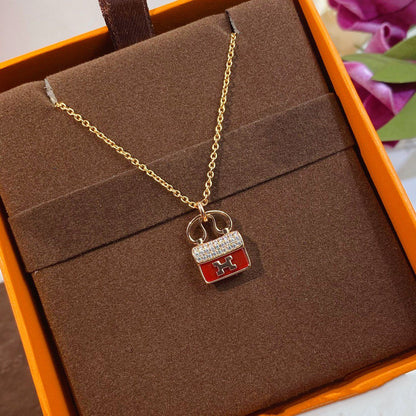 [✨ROSE✨]CONSTANCE RED PEDANT PINK GOLD NECKLACE