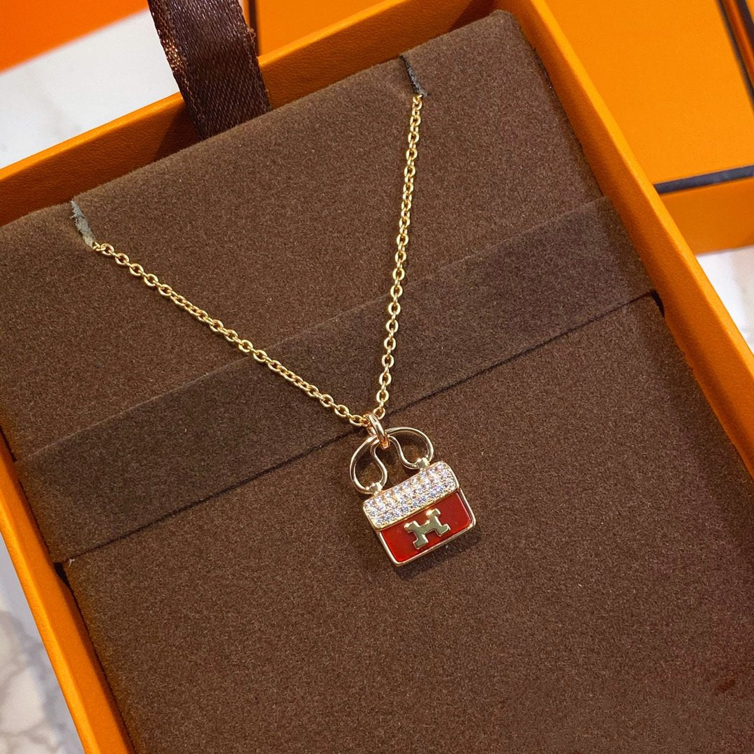 [✨ROSE✨]CONSTANCE RED PEDANT PINK GOLD NECKLACE