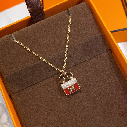 [✨ROSE✨]CONSTANCE RED PEDANT PINK GOLD NECKLACE