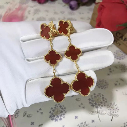 [✨ROSE✨]CLOVER 3 MOTIF CARNELIAN DROP EARRINGS