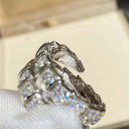 [✨ROSE✨]SERPENTI DOUBLE RING SILVER DIAMOND PAVED