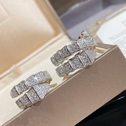 [✨ROSE✨]SERPENTI DOUBLE RING SILVER DIAMOND PAVED