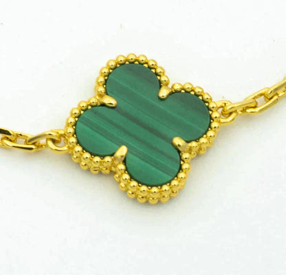 [✨ROSE✨]CLOVER  5 MOTIF MALACHITE DIAMOND BRACELET
