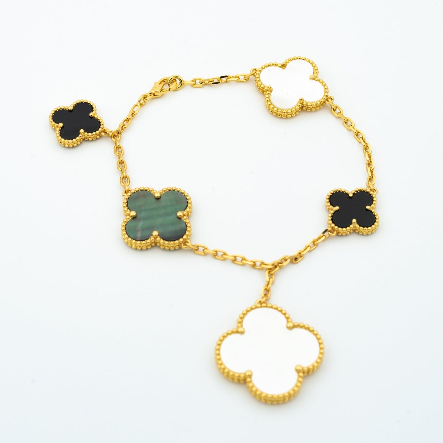 [✨ROSE✨]CLOVER BRACELET 5 MOTIFS ONYX MOP