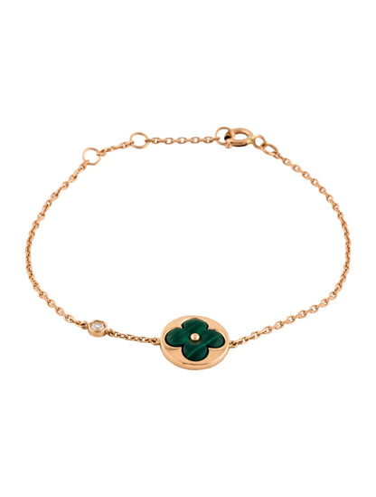 [✨ROSE✨]SUN MALACHITE 1 DIAMOND PINK GOLD BRACELET
