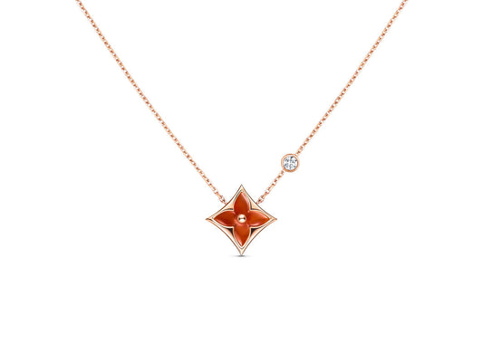 [✨ROSE✨]STAR NECKLACE PINK GOLD 1 DIAMOND