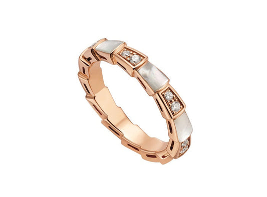 [✨ROSE✨]SERPENTI RING PINK GOLD DIAMOND MOP 3MM
