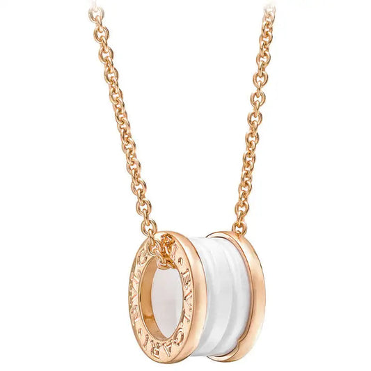 [✨ROSE✨]ZERO 1 WHITE CERAMIC PINK GOLD DIAMOND NECKLACE
