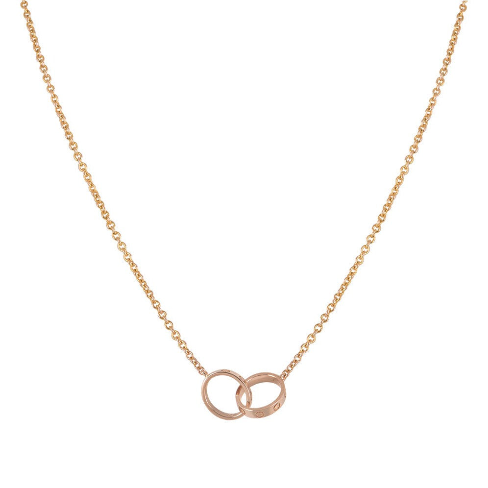 [✨ROSE✨]LOVE NECKLACE DOUBLE RING PINK GOLD
