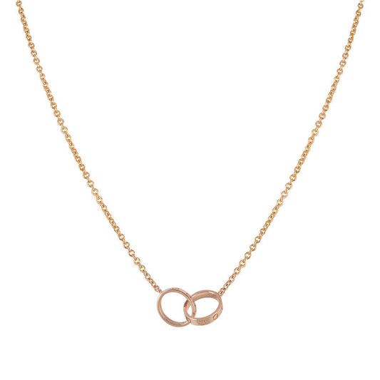 [✨ROSE✨]LOVE NECKLACE DOUBLE RING PINK GOLD