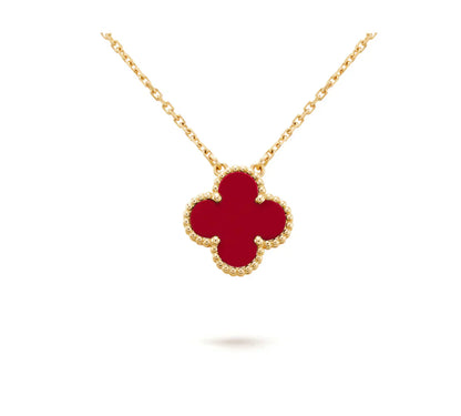 [✨ROSE✨]CLOVER 15MM CARNELIAN SINGLE FLOWER NECKLACE