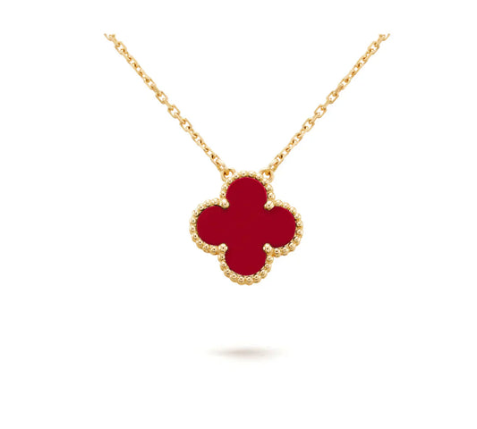 [✨ROSE✨]CLOVER 15MM CARNELIAN SINGLE FLOWER NECKLACE