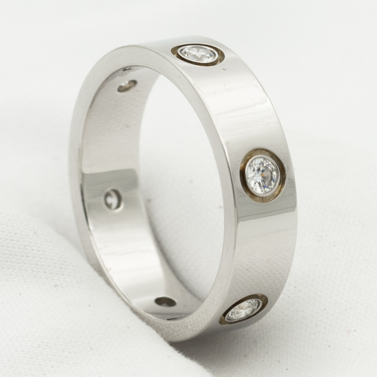 [✨ROSE✨]LOVE RING 5.5MM 6 DIAMONDS SILVER