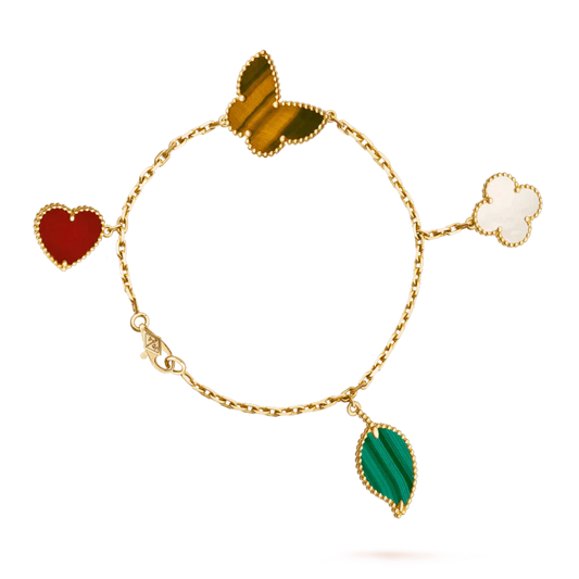 [✨ROSE✨]LUCKY SPRING 5 MOTIF GOLD BRACELET
