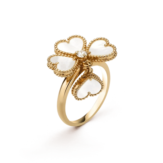 [✨ROSE✨]SWEET CLOVER WHITE MOP RING