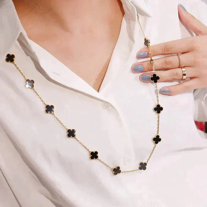 [✨ROSE✨]CLOVER 20 MOTIFS ONYX NECKLACE