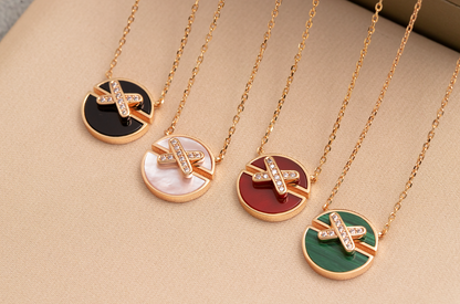 [✨ROSE✨]JEUX DE PINK GOLD DIAMOND NECKLACE