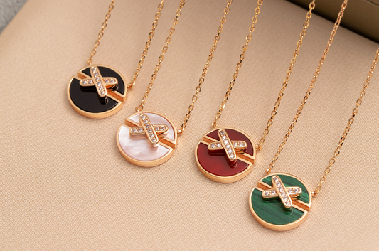[✨ROSE✨]JEUX DE PINK GOLD DIAMOND NECKLACE