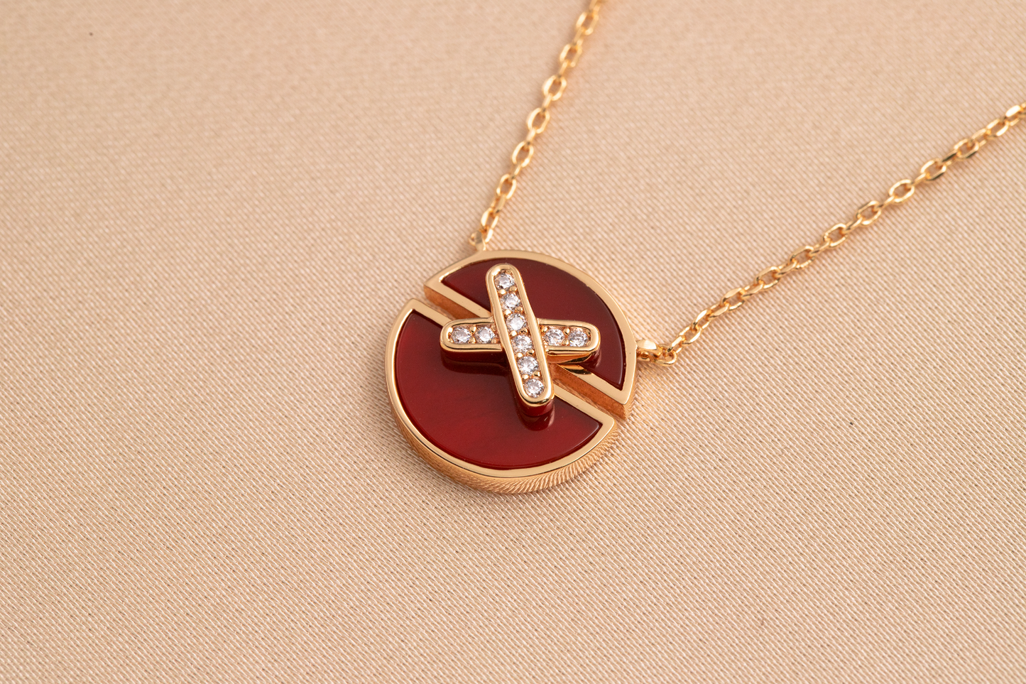 [✨ROSE✨]JEUX DE PINK GOLD DIAMOND NECKLACE