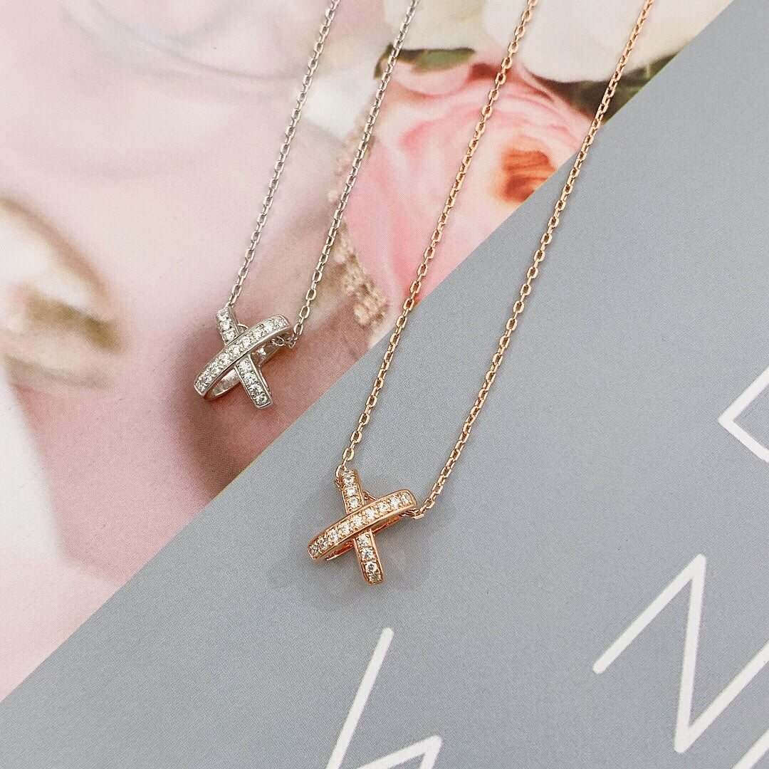 [✨ROSE✨]JEUX DE DIAMOND NECKLACE