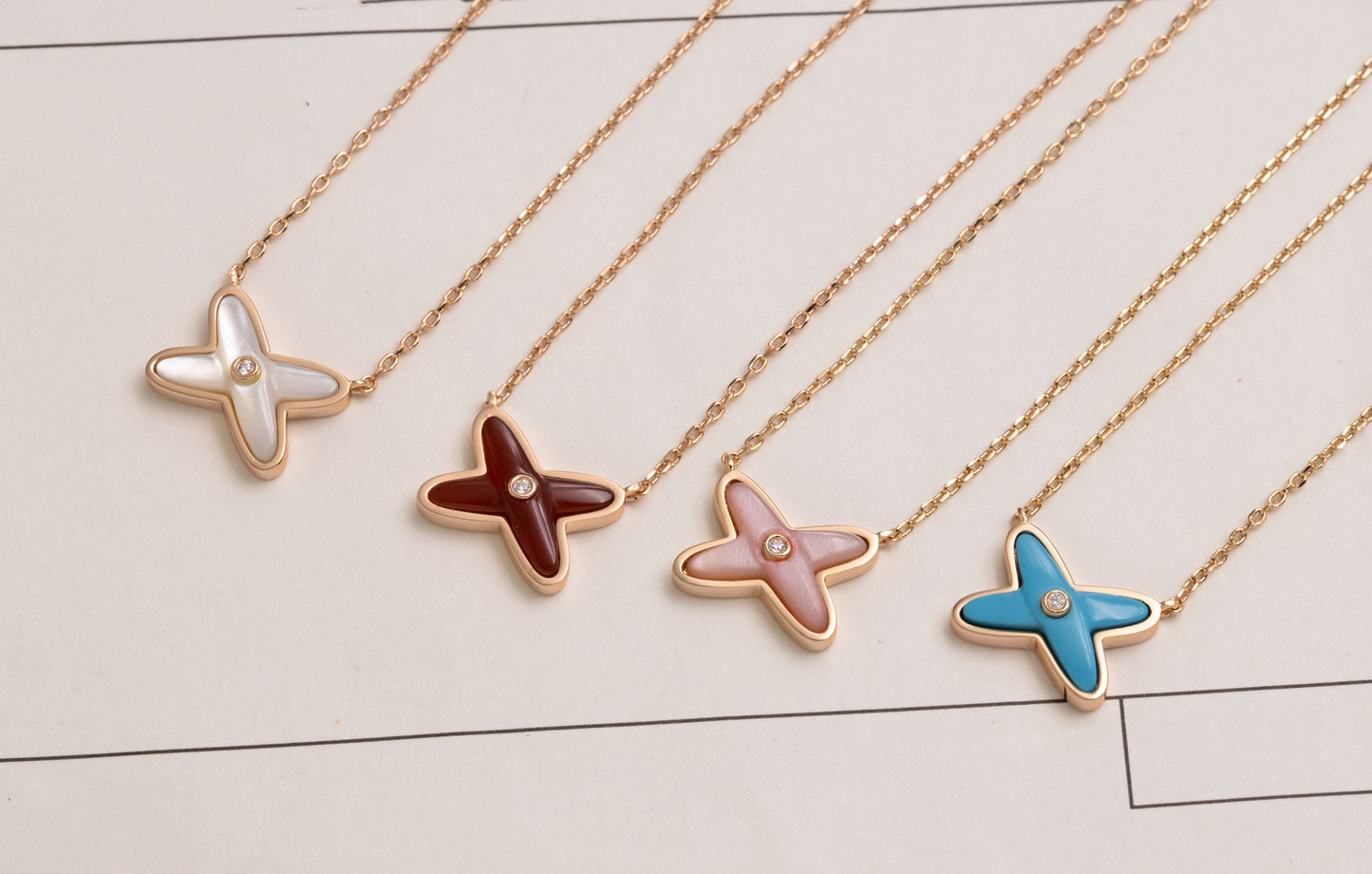 [✨ROSE✨]JEUX DE NECKLACE 1 DIAMOND