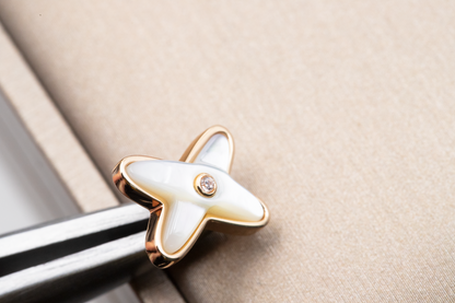 [✨ROSE✨]JEUX DE WHITE MOP ROSE GOLD DIAMOND EARRINGS