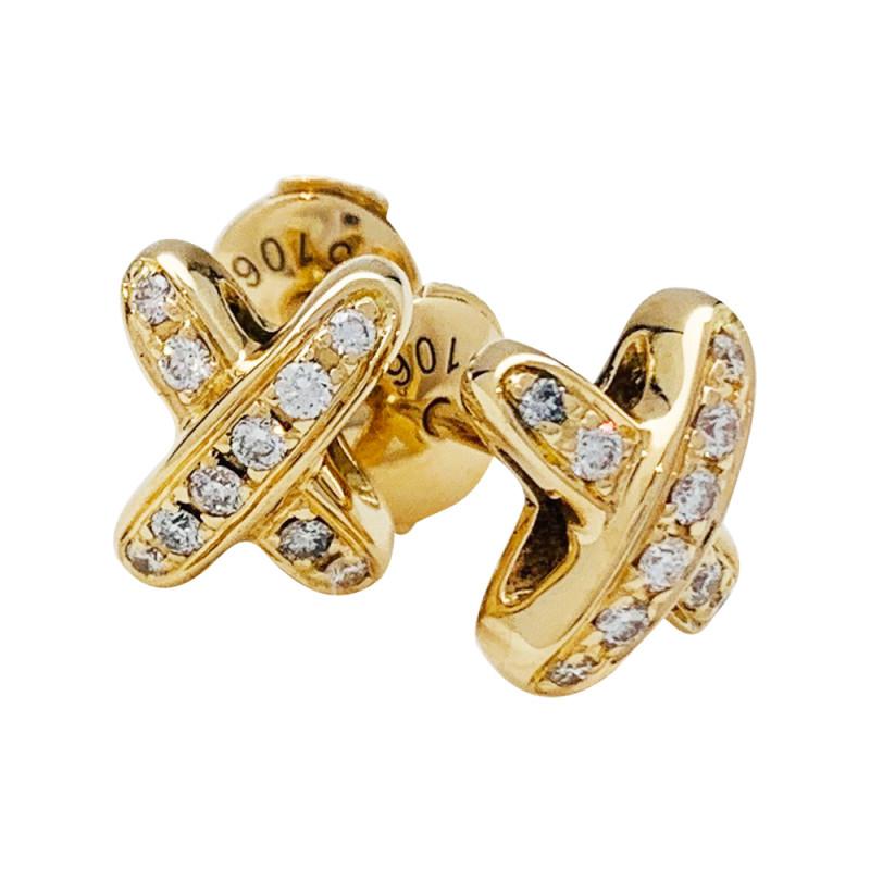 [✨ROSE✨]JEUX DE GOLD DIAMOND EARRINGS