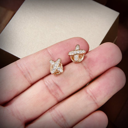 [✨ROSE✨]JEUX DE GOLD DIAMOND EARRINGS