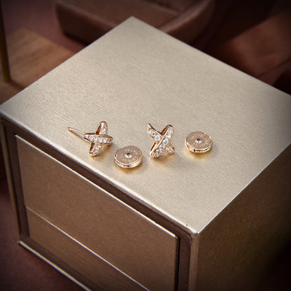 [✨ROSE✨]JEUX DE GOLD DIAMOND EARRINGS