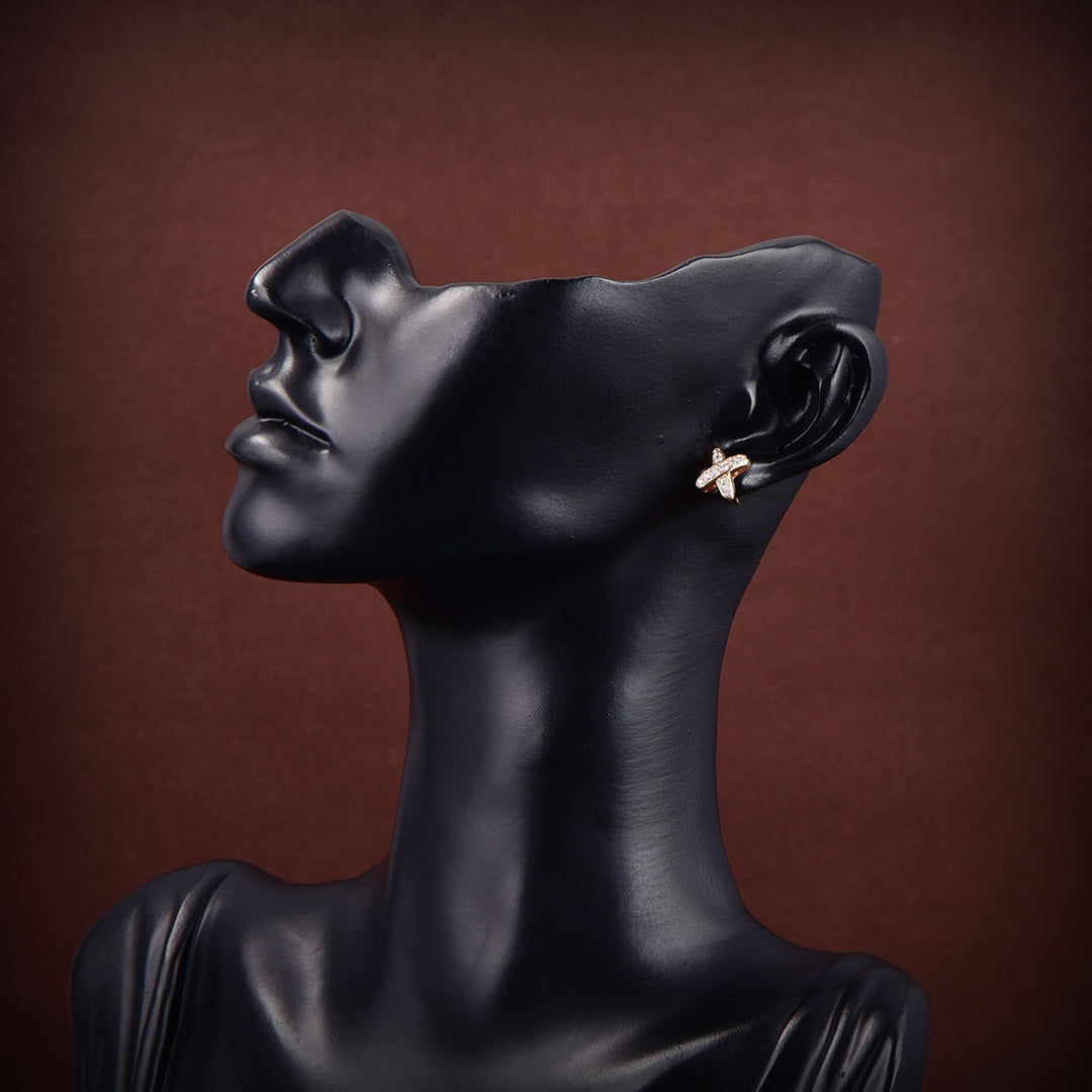 [✨ROSE✨]JEUX DE GOLD DIAMOND EARRINGS