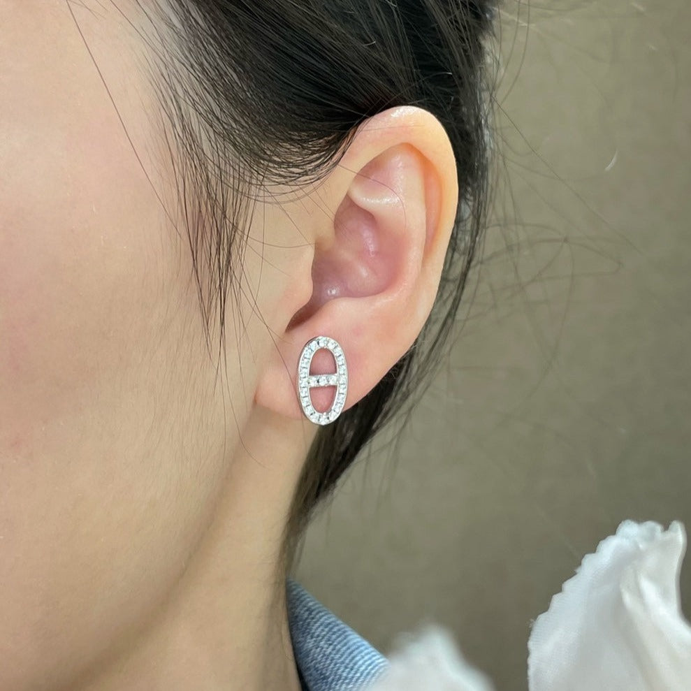[✨ROSE✨]HM FULL DIAMOND PIG NOSE STUD EARRINGS