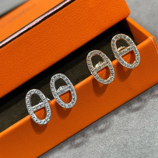 [✨ROSE✨]HM FULL DIAMOND PIG NOSE STUD EARRINGS