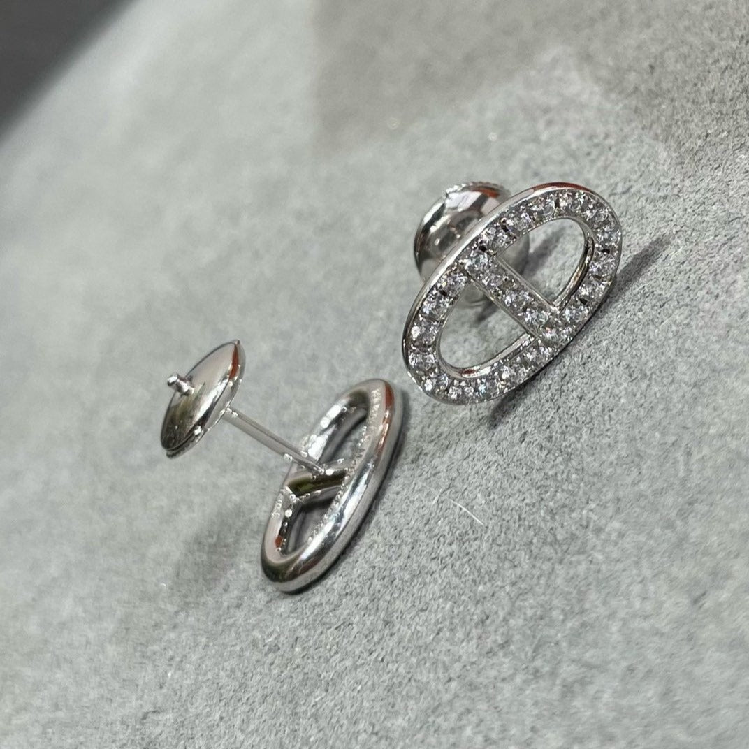 [✨ROSE✨]HM FULL DIAMOND PIG NOSE STUD EARRINGS