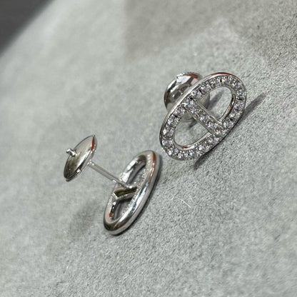 [✨ROSE✨]HM FULL DIAMOND PIG NOSE STUD EARRINGS