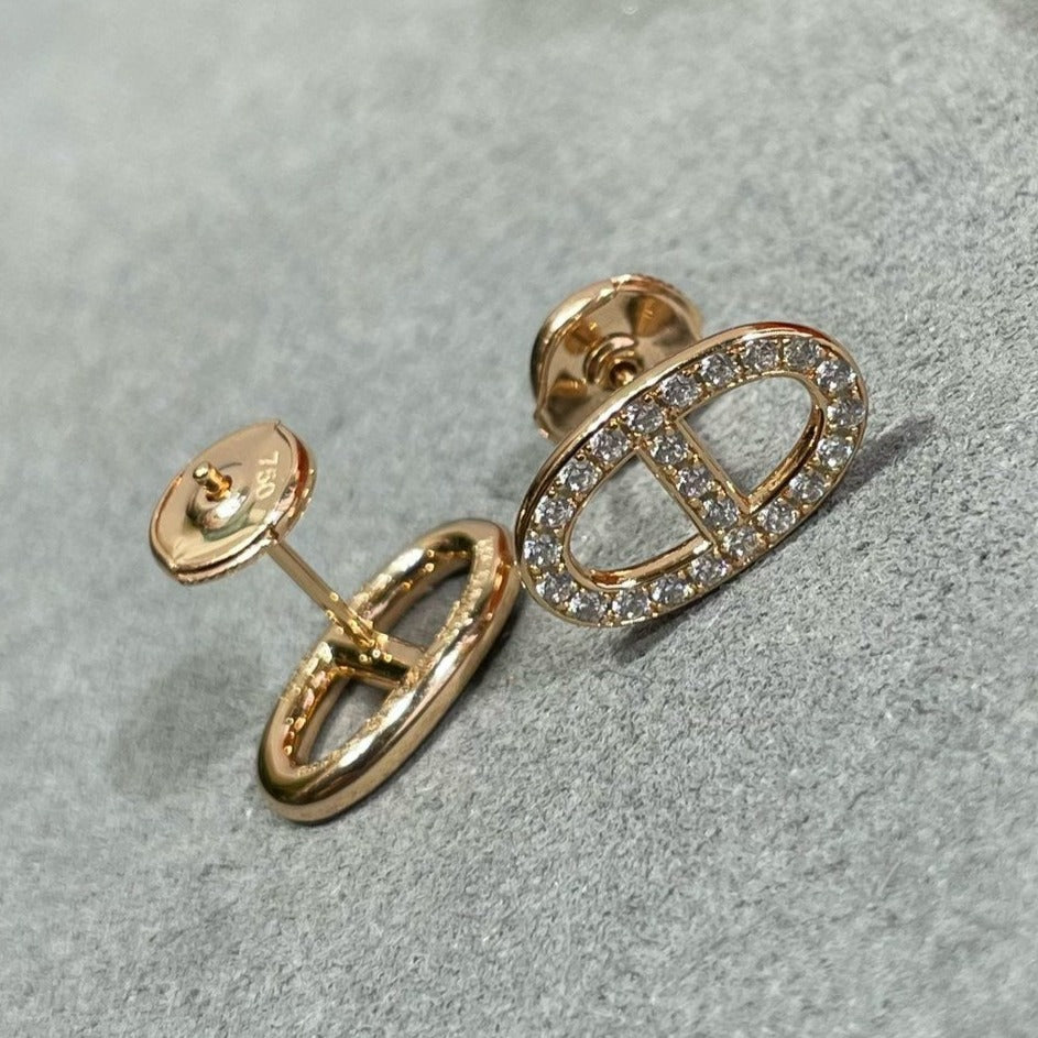 [✨ROSE✨]HM FULL DIAMOND PIG NOSE STUD EARRINGS
