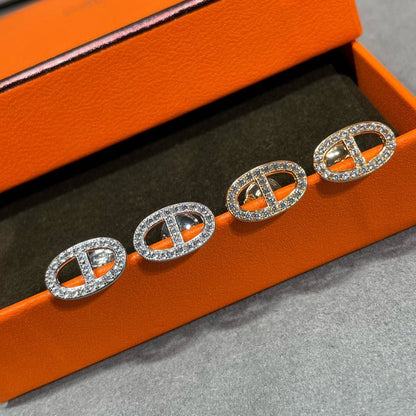 [✨ROSE✨]HM FULL DIAMOND PIG NOSE STUD EARRINGS