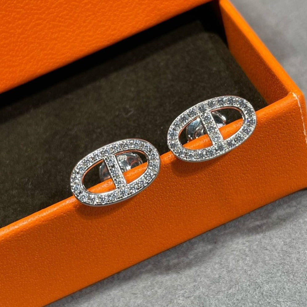 [✨ROSE✨]HM FULL DIAMOND PIG NOSE STUD EARRINGS