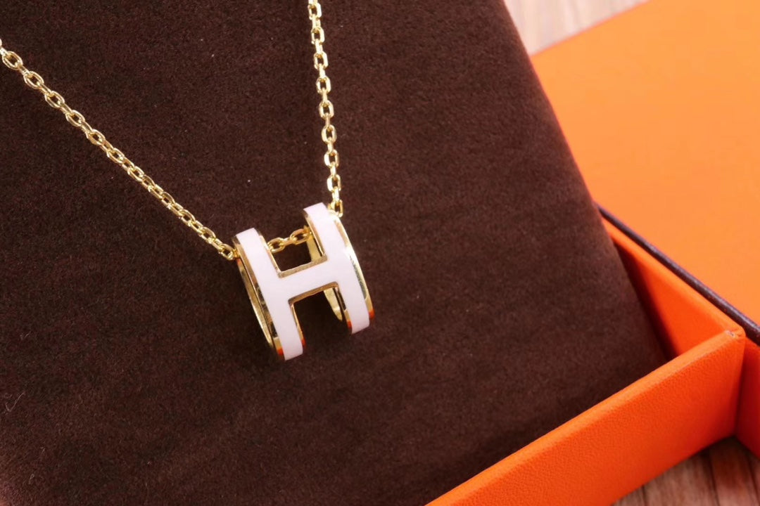 [✨ROSE✨]HM CLIC YELLOW ENAMEL GOLD NECKLACE