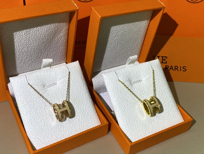 [✨ROSE✨]HM CLIC YELLOW ENAMEL GOLD NECKLACE