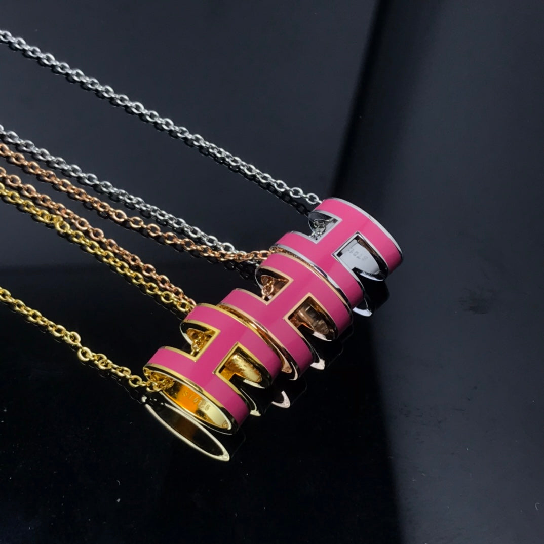 [✨ROSE✨]H NECKLACE PINK