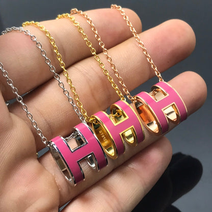 [✨ROSE✨]H NECKLACE PINK