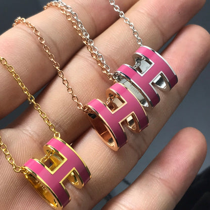 [✨ROSE✨]H NECKLACE PINK
