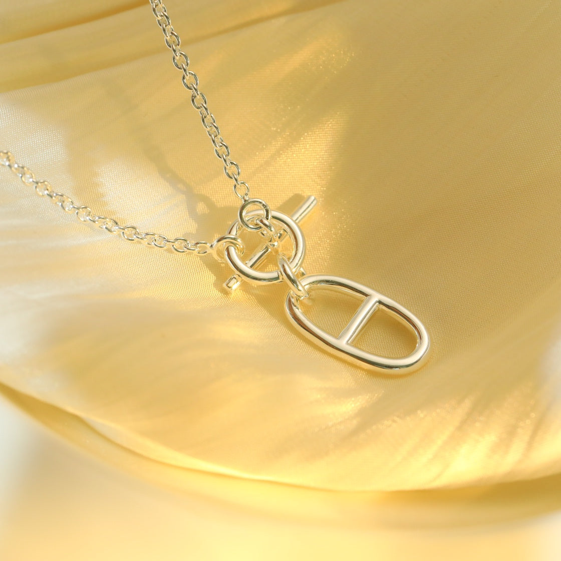 [✨ROSE✨]HM CHAINE D'ANCRE PENDANT NECKLACE STERLING SILVER