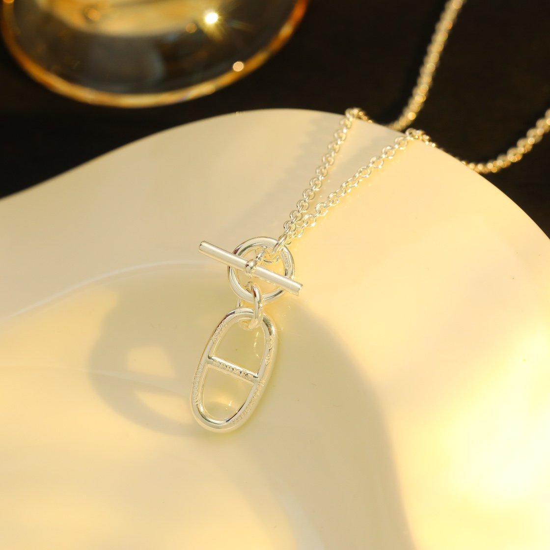 [✨ROSE✨]HM CHAINE D'ANCRE PENDANT NECKLACE STERLING SILVER