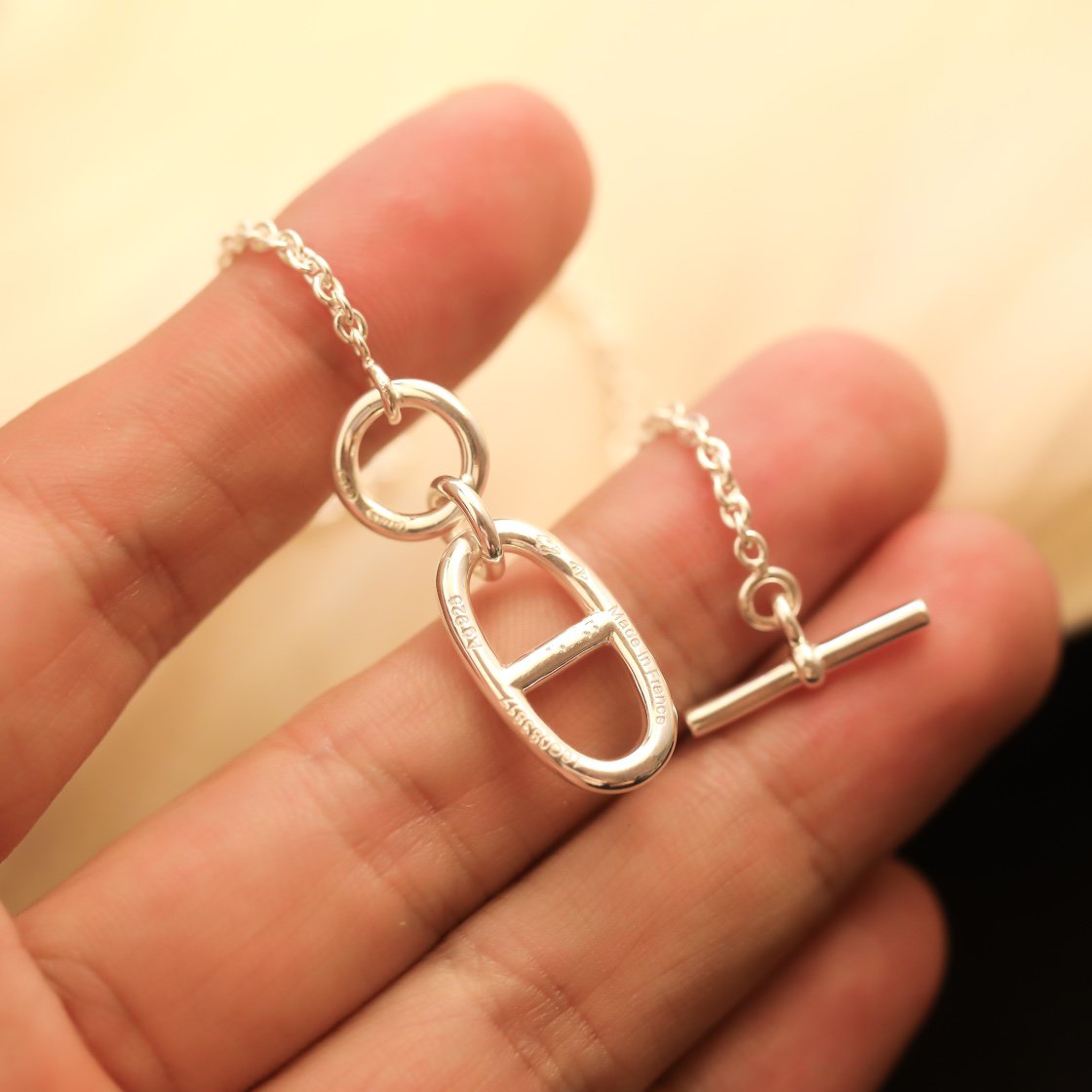 [✨ROSE✨]HM CHAINE D'ANCRE PENDANT NECKLACE STERLING SILVER