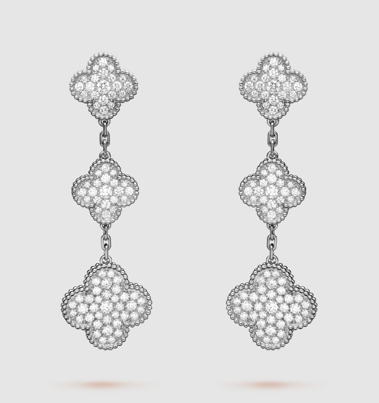 [✨ROSE✨]CLOVER 3 MOTIF DIAMOND SILVER DROP EARRINGS