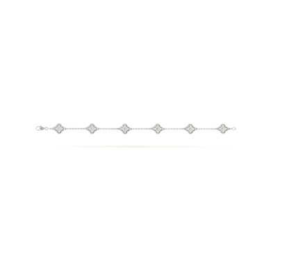 [✨ROSE✨]CLOVER 6 MOTIF SILVER DIAMOND BRACELET