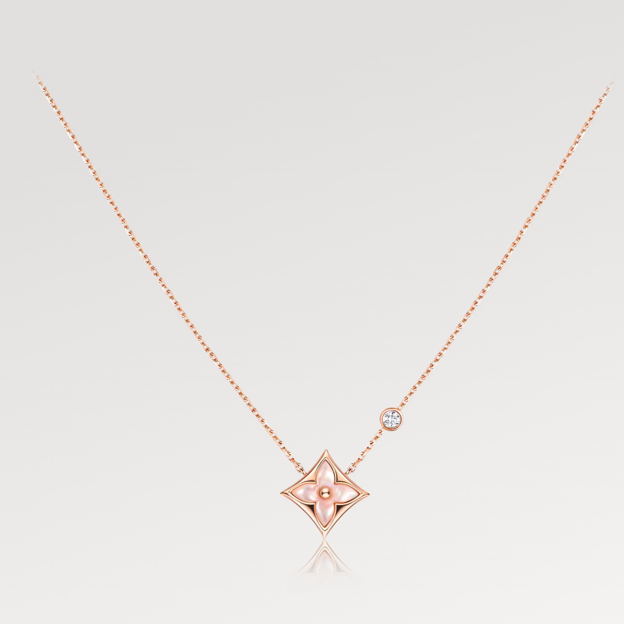 [✨ROSE✨]STAR PINK MOP 1 DIAMOND PINK GOLD NECKLACE