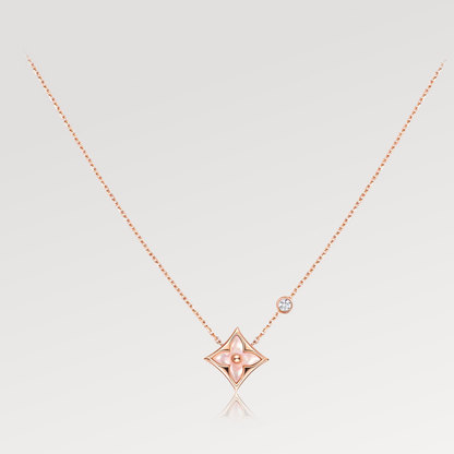 [✨ROSE✨]STAR PINK MOP 1 DIAMOND PINK GOLD NECKLACE