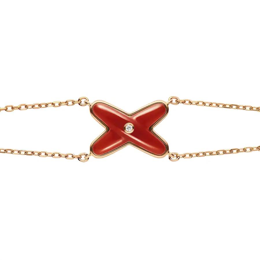 [✨ROSE✨]JEUX BRACELET CARNELIAN PINK GOLD 1 DIAMOND